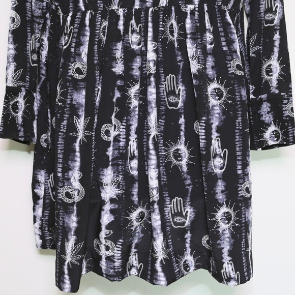 SANDRO - Black/White 100% Silk Boho Mini Dress - Women's Size 2, Medium NEW NWOT - Picture 7 of 12